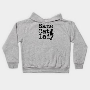 Sane Cat Lady with Black Cat Silhouette Kids Hoodie